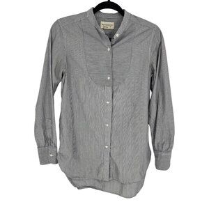 Denim and supply womens XS black white stripe long sleeve button up blouse VTG